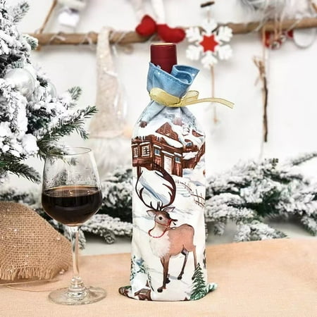 

Christmas Home Christmas Decorations Kitchen Table Top Dress Up Props Plaid Set Red Bottle Set Bottle Bag