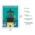 thumbnail image 2 of Lighthouse and Sailboats - United Air Lines - Vintage Airline Travel Poster by Stan Galli c.1960s - Master Art Print (Unframed) 9in x 12in, 2 of 4