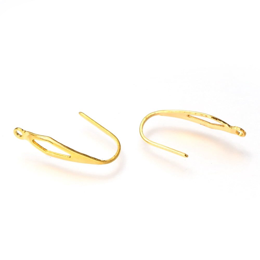 300pcs 304 Stainless Steel Earring Hooks with Vertical Loop Ear Wire Real 18K golden Plated 20x4.5x0.7~4.5mm 21 Gauge Hole: 1.2mm