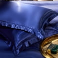 thumbnail image 1 of Nvzi 1 funda de almohada de seda de doble cara. Suave y agradable al tacto, esta funda de almohada proporciona un abrazo lujoso a la piel. 48 x 74 cm (azul oscuro)., 1 of 5