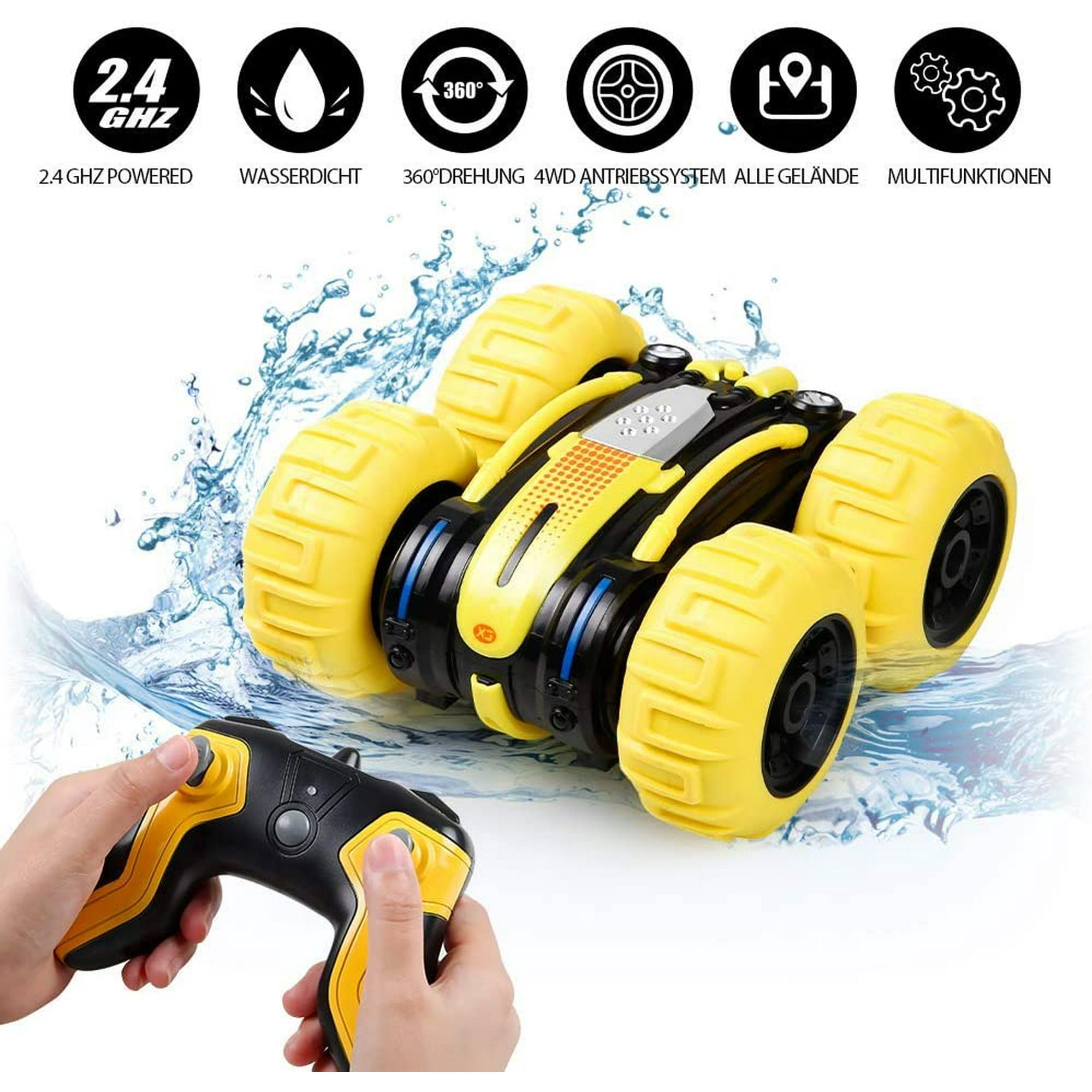 Waterproof Stunt RC Car 4WD Amphibious Remote Control Car Boat Double Sided Driving On Water Land Electric Stunt Car for Kids with 360 Spins and Flips Walmart