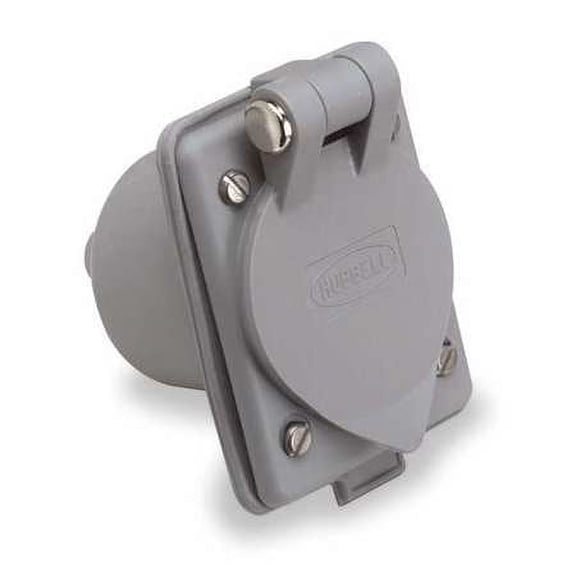 Hubbell HBL61CM64 Compact Gray Nylon Weatherproof Panel Mount Inlet
