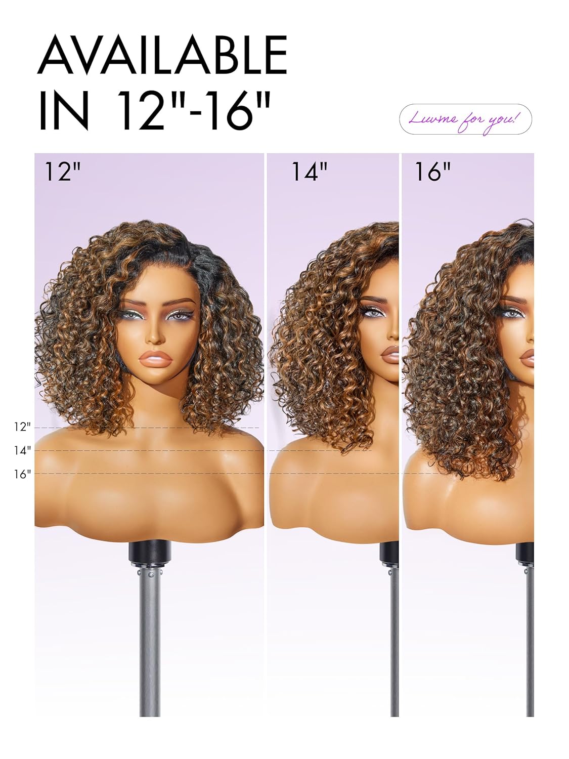 LUVME All-Day Comfort 12" Wig Deep Wave Glueless Minimalist HD Lace Human Hair Wig Pre-Cut for Women
