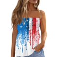 thumbnail image 2 of 4th of July Tube Tops for Women Strapless Smocked Bandeau Tops Casual Pleated Flowy Tops Sleeveless Tank Tops, 2 of 5