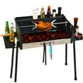 thumbnail image 4 of Fogcroll Charcoal Grills Portable BBQ Griddle BBQ Barbecue Grill, Portable Foldable Charcoal Grill Foldable Kabob Barbecue with Storage Shelf for Picnic, Garden, Camping, Hiking, 4 of 12