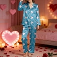thumbnail image 2 of Pajamas for Women Set Soft Valentines Long Sleeve Lapel Shirts Pants Sleep Nightwear, 2 of 5