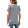 thumbnail image 6 of ALING Women's Short Sleeve Top Fashion One Shoulder Short Sleeve Twist Knot Summer Top Casual T Shirt Blouse-Sexy Leaky Shoulder Diagonal Collar Top,Black/ Gray/Burgundy, 6 of 7