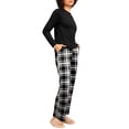 thumbnail image 2 of MINTREUS Womens Pajama Sets Soft Long Sleeve Sleepwear Ladies Loungewear Two Piece Black Plaid Pjs with Pockets, 2 of 7