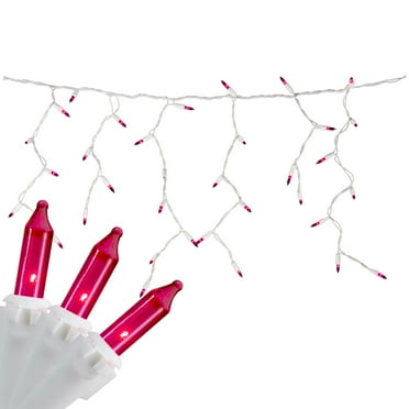 Northlight 100 Count Pink Mini Icicle Christmas Lights - 3.5 ft White Wire
