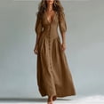 thumbnail image 3 of YuXingFu Sundresses for Women Maxi Short Sleeve Plus Size Womens Dress V-Neck for Wedding Long Casual Summer Brown L, 3 of 8