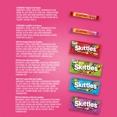 MIXED UP SKITTLES & STARBURST VARIETY PACK FULL SIZE CHEWY CANDY ASSORTMENT – 30 BARS