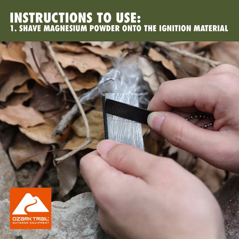 Ozark Trail Magnesium Fire Starter Bar with Striker and Flint Edge