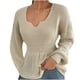 thumbnail image 2 of ICHUANYI Liquidación Mujeres Casual Moda Soild Pullover Manga Larga Cuello en V Suéter ICHUANYI WER2023082200888, 2 of 6