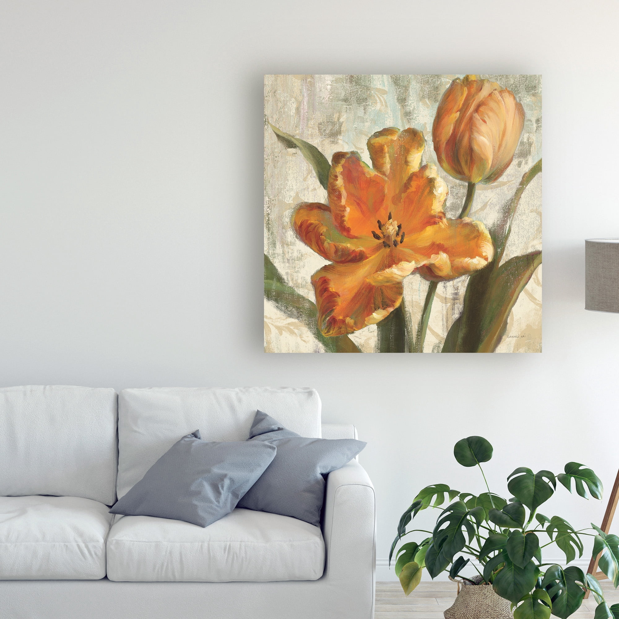 Trademark Fine Art 'Parrot Tulips I on Ivory' Canvas Art by Danhui Nai
