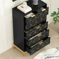 thumbnail image 3 of HLR 6 Drawer Wood Large Dresser for Bedroom, All Age Modern Chest of Drawers with Gold Trim, Black, 3 of 7