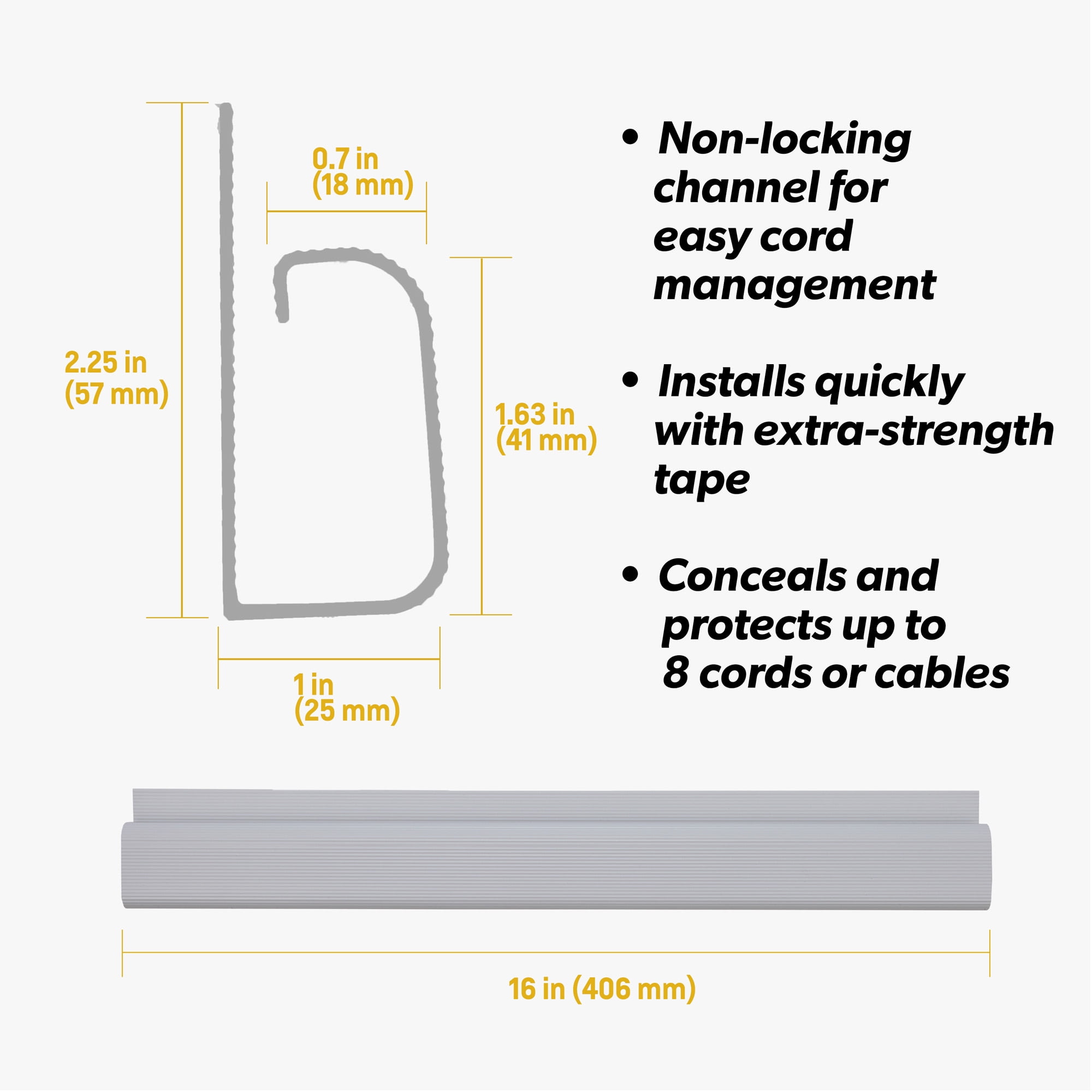 16 in. J Channel Desk Cable Organizer in Gray (5-Pack)