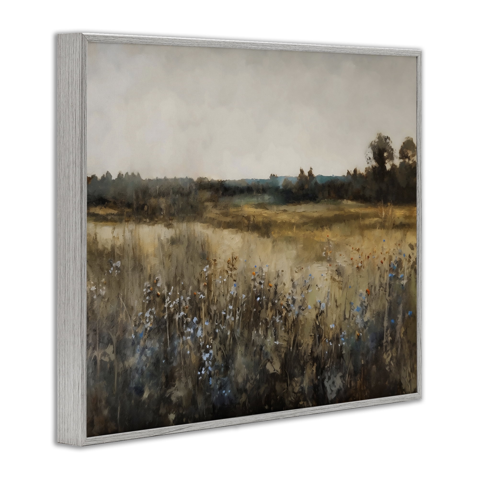 Stupell Industries Wildflowers & Wheat Meadow Gray Framed Giclee Art, design by Creative Studio