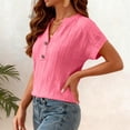 thumbnail image 5 of Tops for Women 2026 Trendy Summer Short Sleeve Cotton Tee Shirts Loose Causal Henley Button V Neck Blouses Clothes, 5 of 7