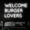 thumbnail image 2 of Craftnamesign Welcome Burger Lovers Neon Sign, Burger Wall Art, Burger Wall Decor, 2 of 4