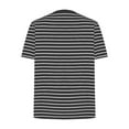 thumbnail image 5 of Sakmal T Shirts For Women Short Sleeve Loose Crew Neck Striped Casual Black Relaxed Fit Business Casual Outfits For Women, 5 of 6