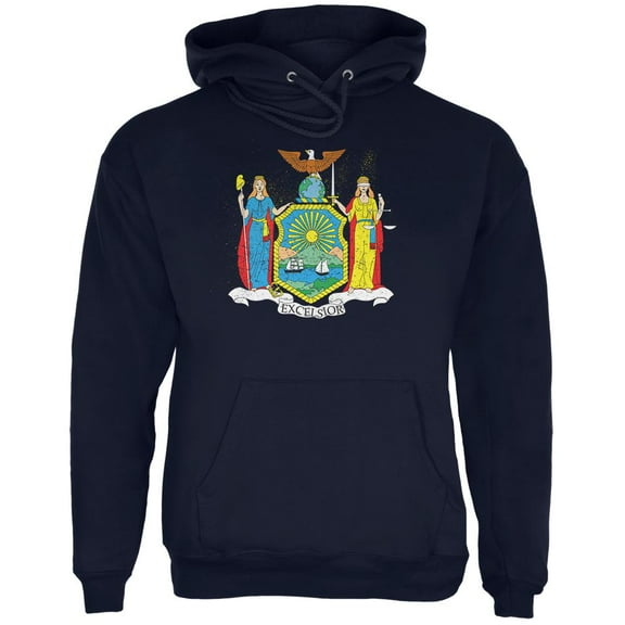 Born and Raised New York State Flag Mens Hoodie Navy MD