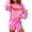 Hot Pink, variant on 2-Piece Lounge Sets for Women, Rainbow Striped Outfits Casual Long Sleeve Sweatshirt & Shorts Trendy Matching Sweatsuits - Pink XXL