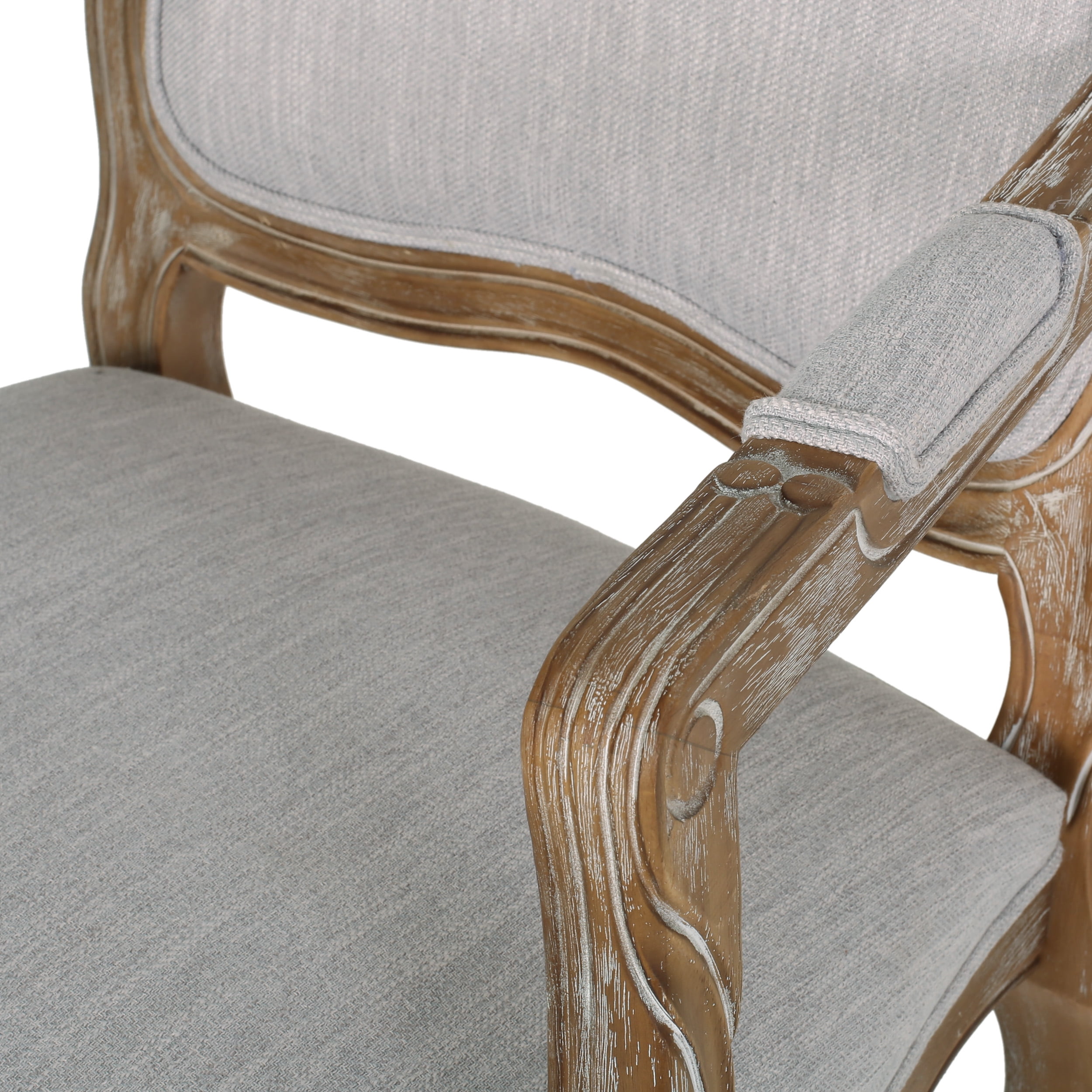 Noble House Joni Indoor French Fabric Dining Chair, Set of 6, Light Gray