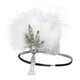 thumbnail image 2 of 20s Diadema de plumas Cadena de perlas Borla Diadema de de imitación Blanco Hugo Diadema de aleta vintage, 2 of 9