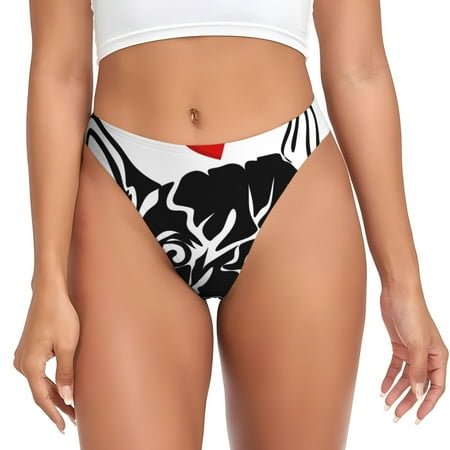 Rateoe Red Heart And Puppy Of Bulldog Pattern Seamless Women Underwear Thongs No Show Ladies Thong No Line Breathable Comfortable Panties Undies for Women-4X-Large