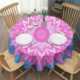 thumbnail image 3 of Pink Tie Dye Lotus Pattern Round Tablecloth 60"x60",Wrinkle Wipeable Table Cloth for Kitchen Dining Room Picnic Patio Party, 3 of 6