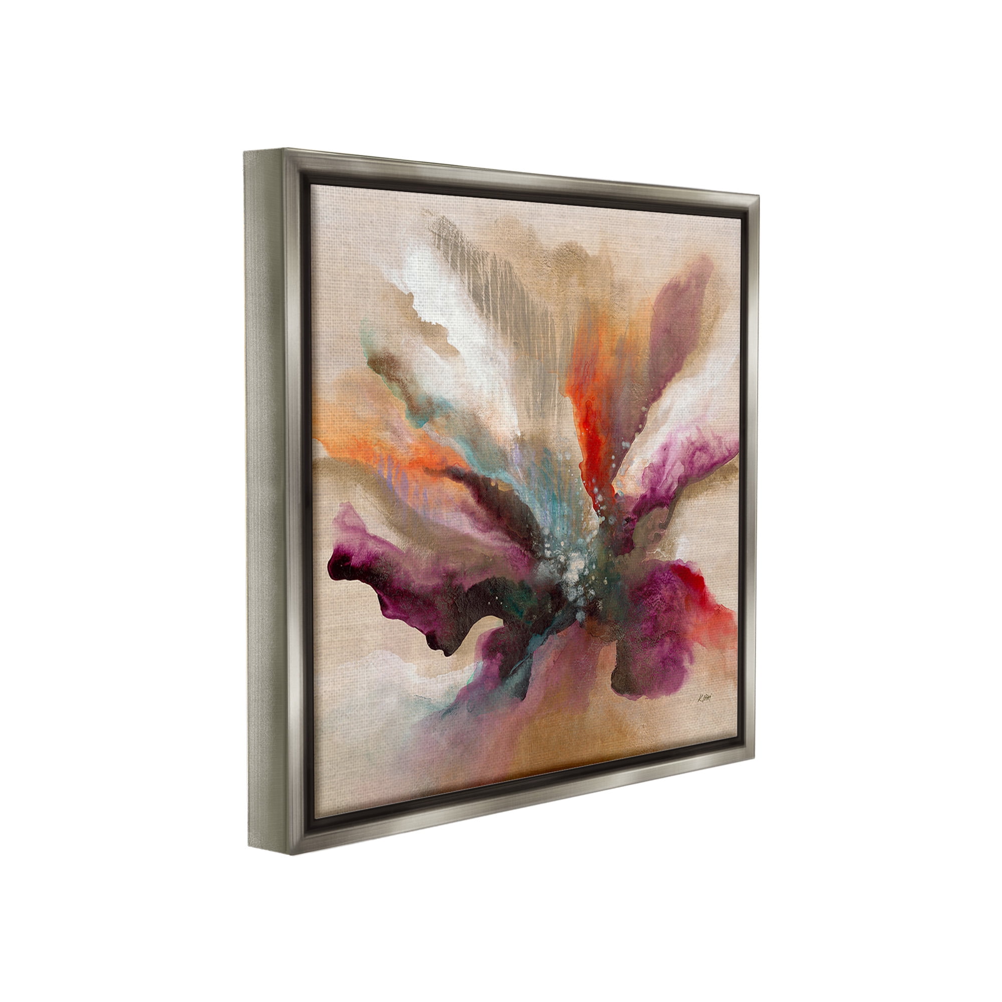 Stupell Industries Modern Botanical Leaves Botanical & Floral Painting Gray Floater Framed Canvas Art Print Wall Art, 25 x 25
