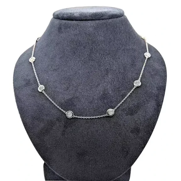 4Ct Round Cut Lab-Created Diamond Women Necklace 14K White Gold Plated 18"