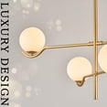 thumbnail image 2 of 4 Lights Gold Sputnik Chandelier Globe Chandeliers, L31" Large Mid Century Long Ceiling Pendant Light Fixtures with Milk Glass Globe Shades for High Ceiling Living Room Foyer Dining Room Bedroom, 2 of 7