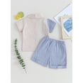 thumbnail image 3 of Bagilaanoe 2pcs Toddler Baby Boy Shorts Set Contrast Color Short Sleeve Shirt Tops + Shorts 6M 12M 18M 24M 3T 4T Kids Casual Summer Clothes, 3 of 7