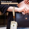 thumbnail image 4 of Floral Lanyard Wallet & ID Badge Holder 2-in-1, Cute Women Badge Holder with Lanyards, Leather ID Badges Holder for Nurse Teacher Student Office（Flowers Rainbows）, 4 of 6