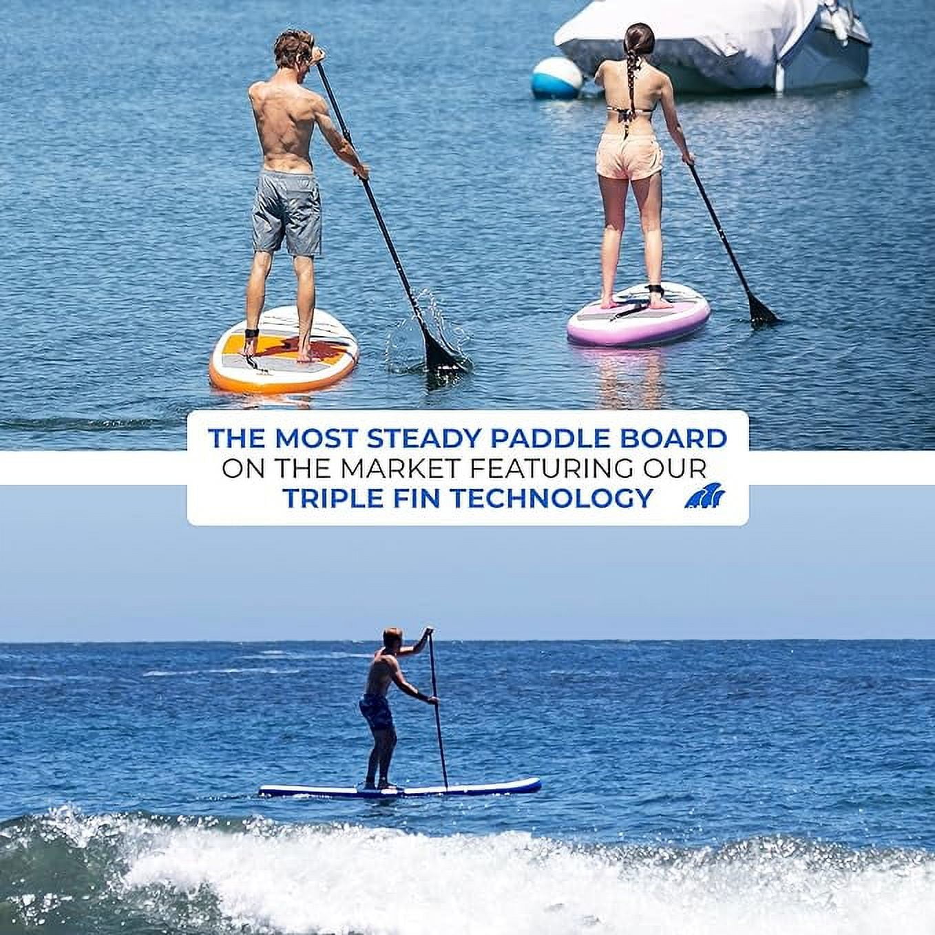 Crew Axel Inflatable Paddle Board 10336 Extra Wide & Lightweight (18lb) Paddle Board Premium SUP Set Includes 2 Bags, Floating Paddle, Camera Mount, 3 Fins, Dual Pump Kit