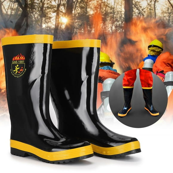 Ccdes Safety Boots, Fire Fighting Rescue Rubber Boots Non-Slip High Temperature Resistance Rubber Safety Shoes For Firefighter