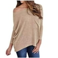 thumbnail image 2 of TODOZO Long Sleeve Shirts for Women Tunic Tops Casual Womens Summer Tops Womens Long Sleeve Knitted Sweaters Fall Basic Tees Off Shoulder Oversized Jumper Tops Loose Casual Blouse Tops Khaki 3Xl, 2 of 4