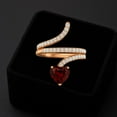thumbnail image 4 of 7mm Heart Shape Garnet 925 Sterling Silver Rose Vermeil Women Snake Bypass Valentines Day Gifts Rings, 4 of 7