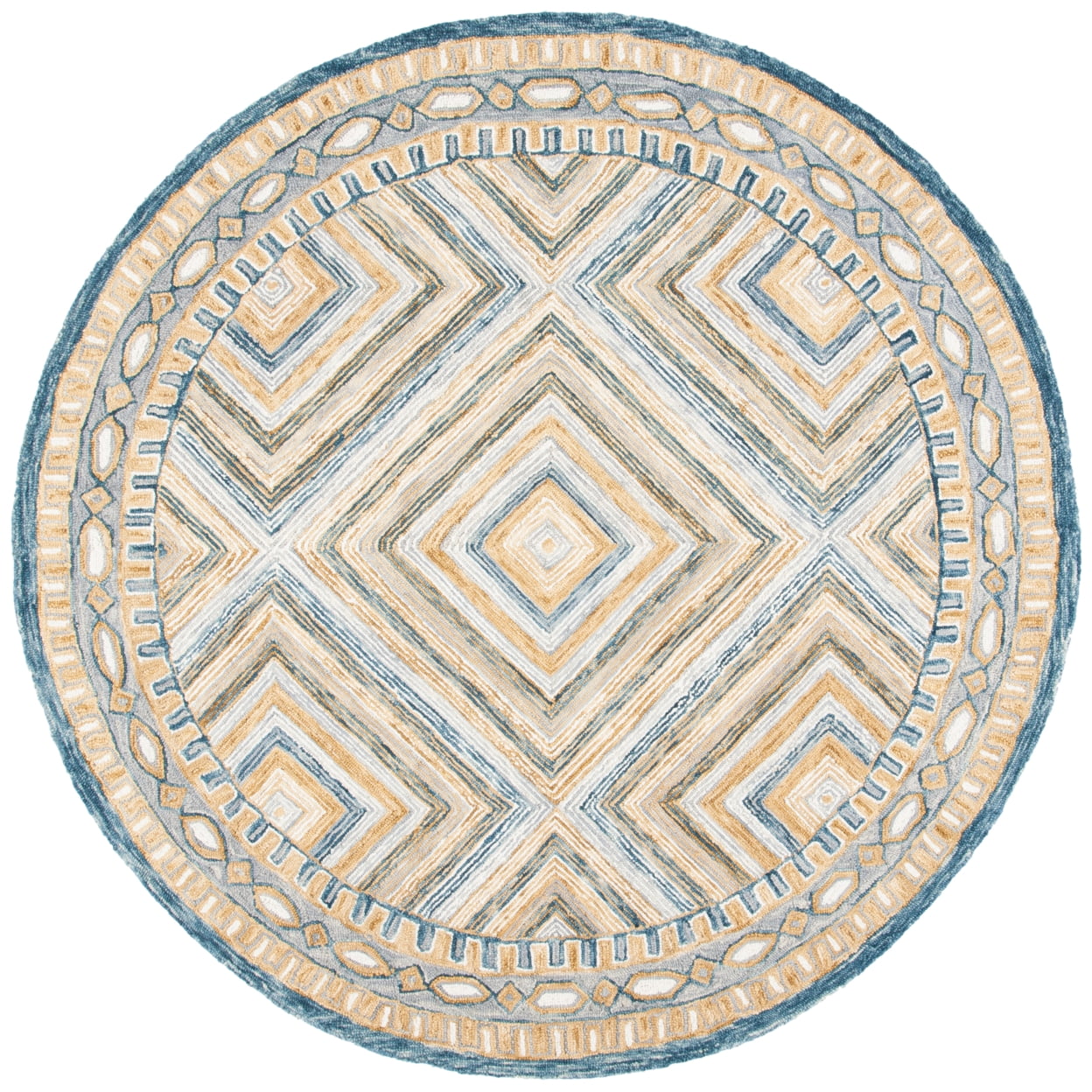SAFAVIEH Aspen Caitriona Geometric Diamonds Wool Area Rug, Navy/Gold, 5' x 8'