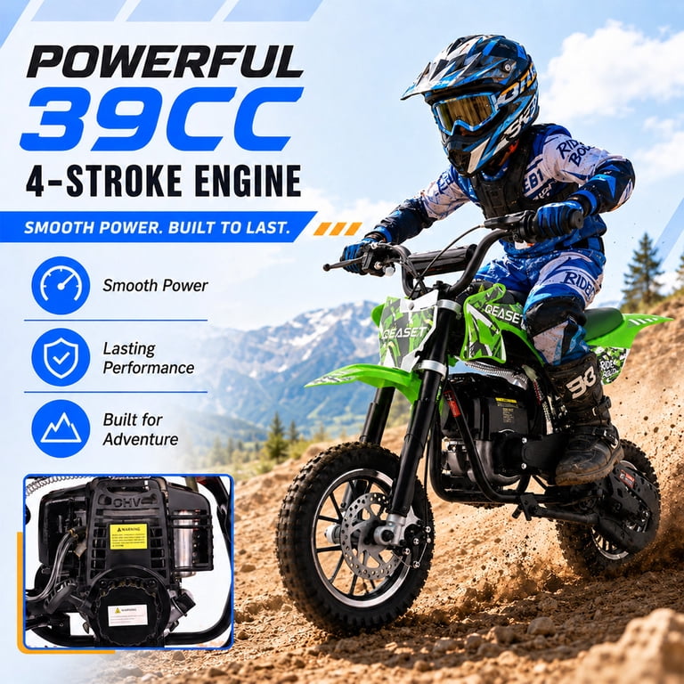 QEASET 49CC Dirt Bike, Mini Bike 2-Stroke Gas Powered off Road