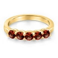 thumbnail image 3 of Gem Stone King 10K Yellow Gold Red Garnet Wedding-Bands Ring for Women | 1.00 Cttw | Round 3.5MM | Gemstone January Birthstone | Size 5, 3 of 6