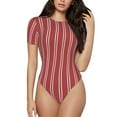 thumbnail image 2 of Picia Stripes Red White Womens One Piece Swimsuits Modest Tummy Control Bathing Suits Lace Up Slimming Swim Suit-XX-Large, 2 of 9
