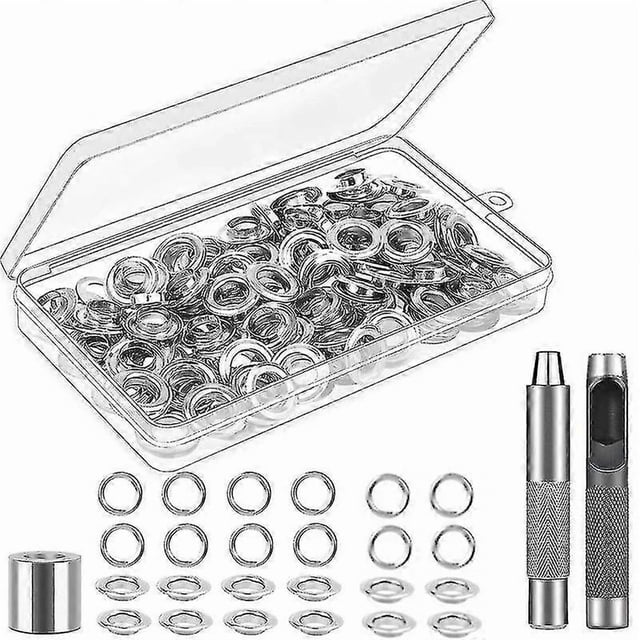 Grommet Tool Kit 12mm Eyelets, Pliers Set And 100 Eyelet Sets With Storage Box For Tarpaulin, Leather, Fabric And More G