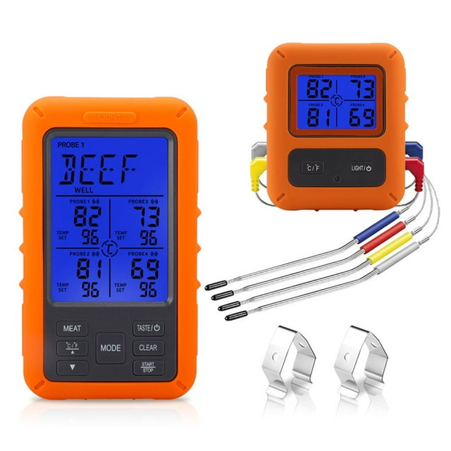 MesaSe Chicken Steak Digital Display Cooking Thermometer Grilling Frying Waterproof Wireless Temperature Meter Timer Measuring Probe
