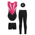 thumbnail image 3 of Zaldita Kids Girls Gymnastics Leotards Sparkly Ballet with Tumbling Shorts Yoga Leggings and Hairband Hot Pink&Black 6, 3 of 7