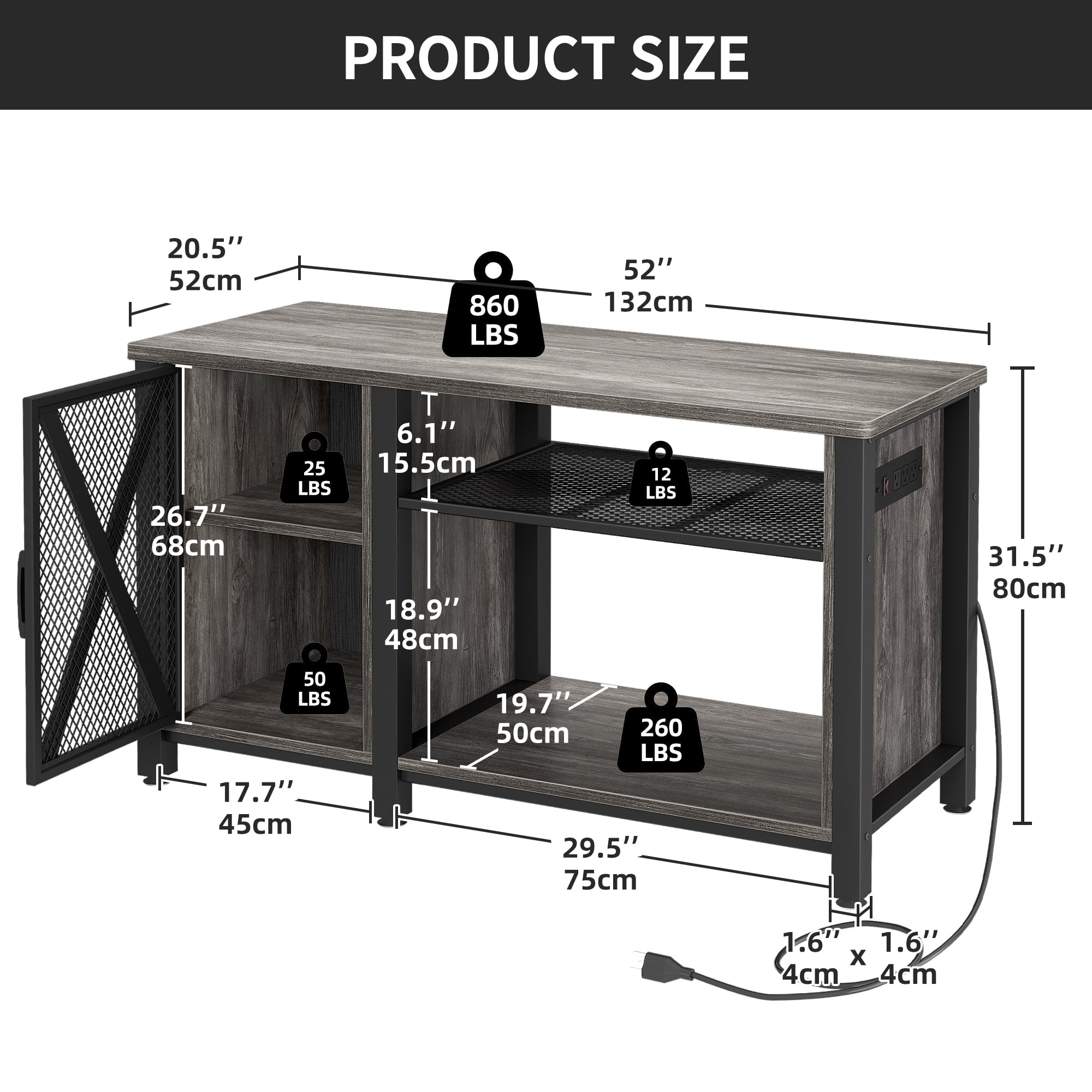 DEXTRUS Heavy Duty Metal Aquarium Stand with Power Outlets - Suitable for 55-75 Gallon Fish Tank Stand, Turtle Tank, Reptile Terrarium (880lbs Capacity) - Grey