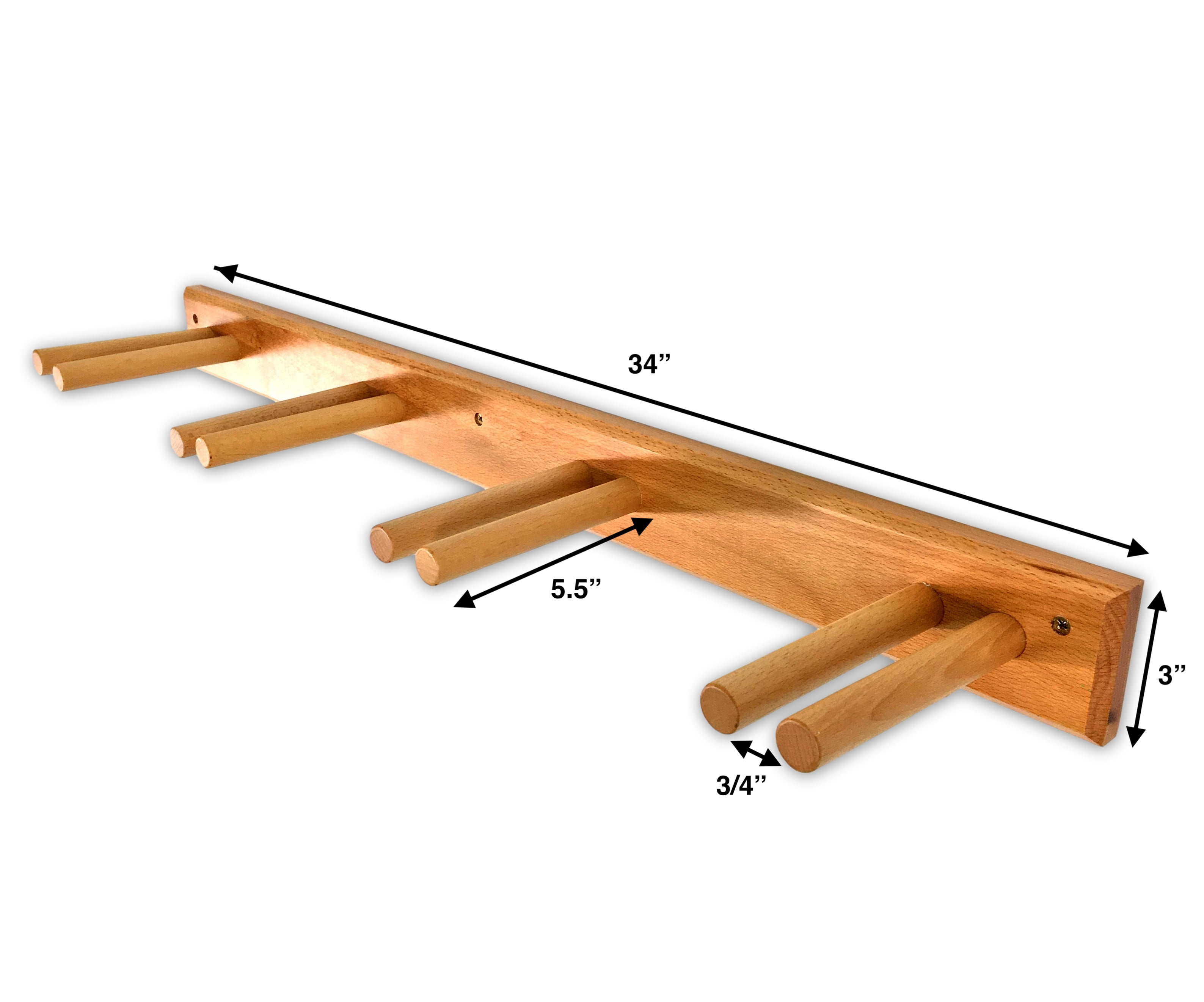 Wood Home & Garage Mount System Timber Ski Wall Rack 4 Pairs of Skis Storage 
