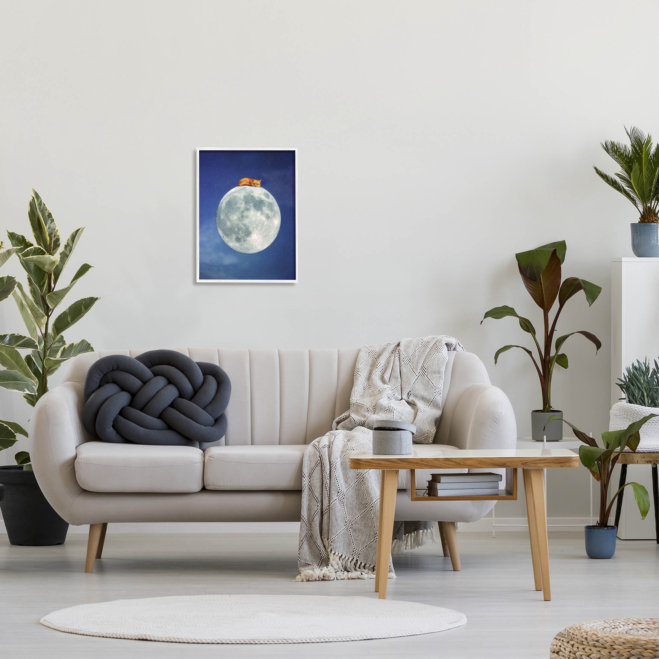 Stupell Industries Fox Sleeping Night Sky Moon Graphic Art White Framed Art Print Wall Art, Design by Carrie Ann Grippo-Pike