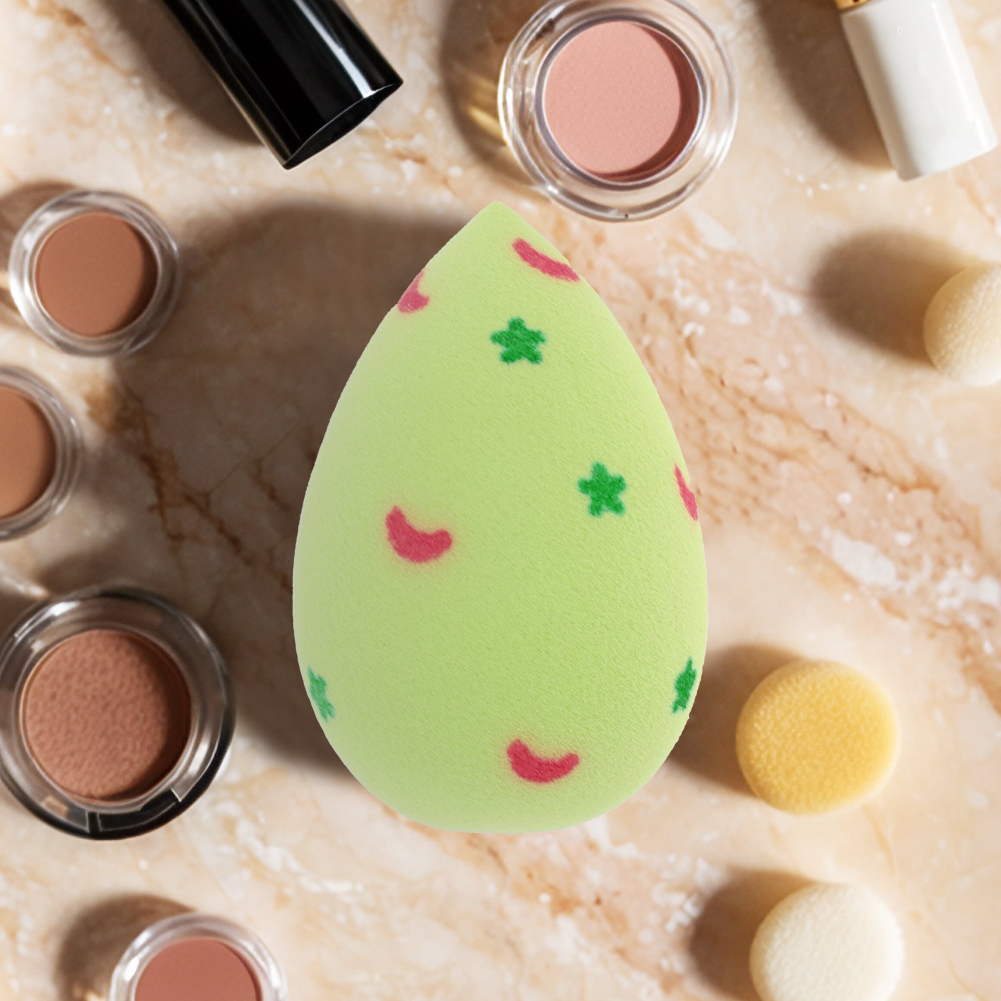 Unique Bargains 1 Pc Star Moon Face Makeup Sponge for Bedrooms Makeup Needs Green